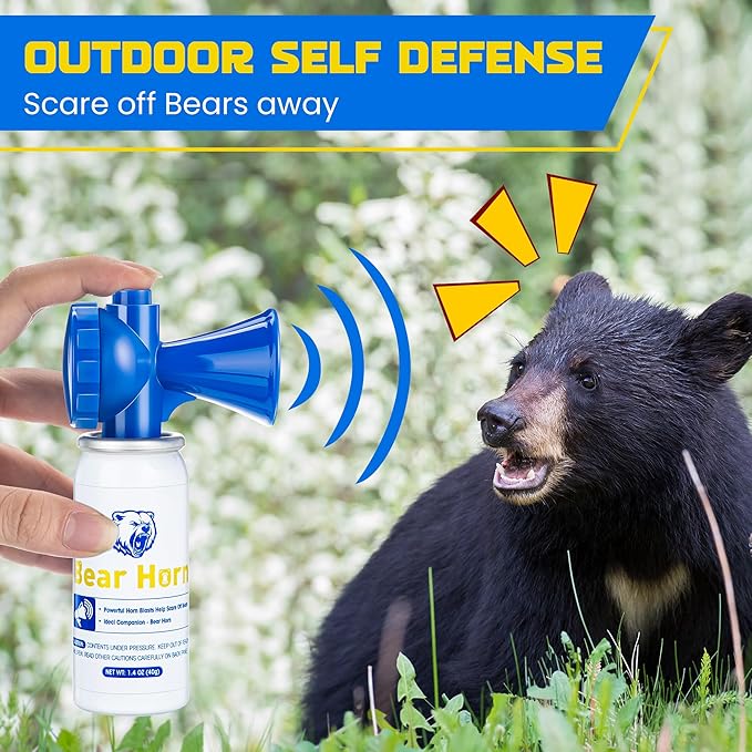 1.4oz Bear Horn Self Defense, Loud Air Horn for Wild Animals, 120dB Heard up to 1/2 Mile Away, Ideal for Hiking