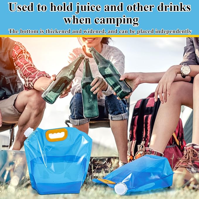 Tessco 12 Pack 1.3 Gallon Collapsible Water Storage Bag Water Container Bag Emergency Jug Foldable Plastic Storage Pouch Freezable Carrier Tank for Outdoor Sport Camping(Blue,Modern)