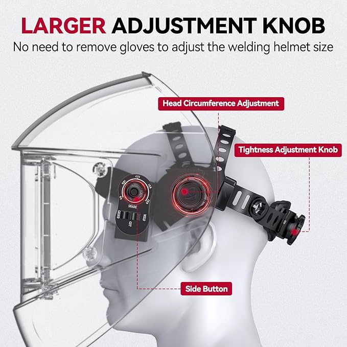 ARCCAPTAIN Large Viewing Screen 3.93"X3.66" Welding Helmet, True Color 1/1/1/1 Solar Power Auto Darkening Welding Hood with 4 Arc Sensor, Wide Shade 4/5-9/9-13 for TIG MIG ARC, Skeleton