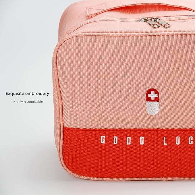 Cute Pink Empty First Aid Bags, Travel Medicine Bag for Women and Girls, Medical Supplies Organizer Bag, Portable Kit for Traveling, Car, Home, Camping, Office, Hiking, Outdoor