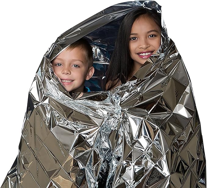 Emergency Foil Blanket (Pack of 50), Survival Thermal Mylar Blankets Individually Packaged Perfect for Outdoors, Hiking, Survival, Marathons or First Aid