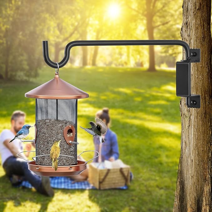 12" 360° Swivel Plant Hanger - Heavy Duty Solid Steel Wall Hook, 12-Directional Adjustable for Bird Feeders, Outdoor/Indoor Plants, Garden & Patio (2-Pack)