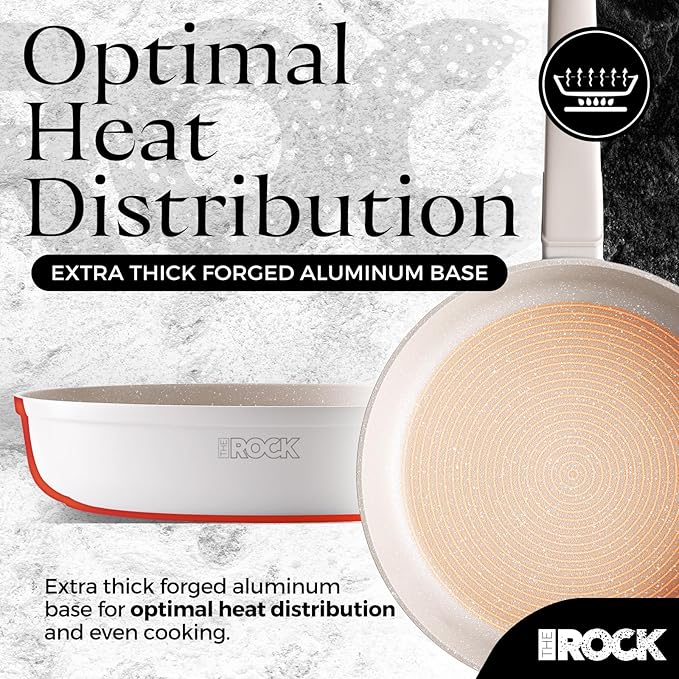 THE ROCK SOHO 8-Inch Ceramic Non Stick Frying Pan – Nothing Sticks, Never Warps, Lasts Longer, Non Toxic Skillet with Heat-Resistant Handle, PTFE PFOA & PFAS Free, Oven & Dishwasher Safe, Cream