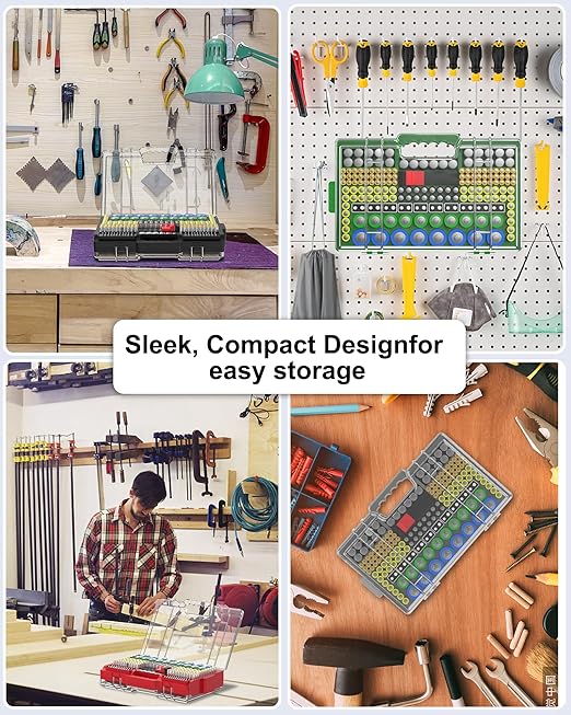 Battery Organizer Storage Holder Box Case with Tester, Ultra-Large 280+ Batteries Double-Sided Variety Pack,Holds AA AAA 4A C D Cell 9V 3V Lithium18650 LR44 CR2 CR123 CR1632 - Black