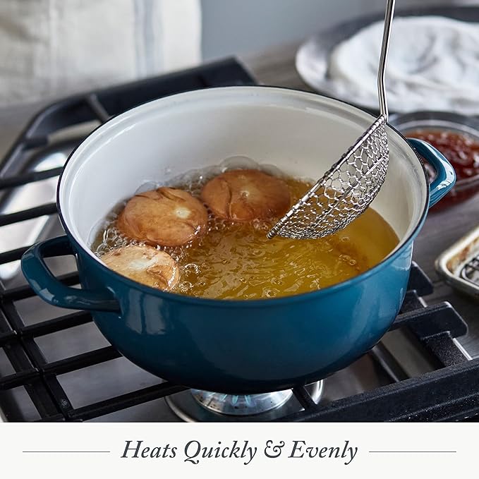 Merten & Storck 5.3QT Round Dutch Oven Casserole Pot with Lid, European Crafted Enameled Iron Stockpot, Induction & All Cooktops, Braising, Stews, Roasting, Slow Cooking, Sourdough, Aegean Teal