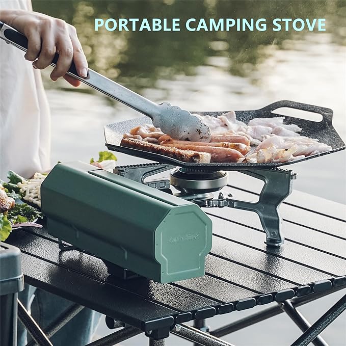 ONLYFIRE OUTDOOR LIVING Foldable Camping Stove with Storage Bag, Portable Butane Stove with Bottle Opener, Gas Stove for Picnic, Backpacking Hiking, Adventure, Car Travel, RV Trip, Emergency, GS330
