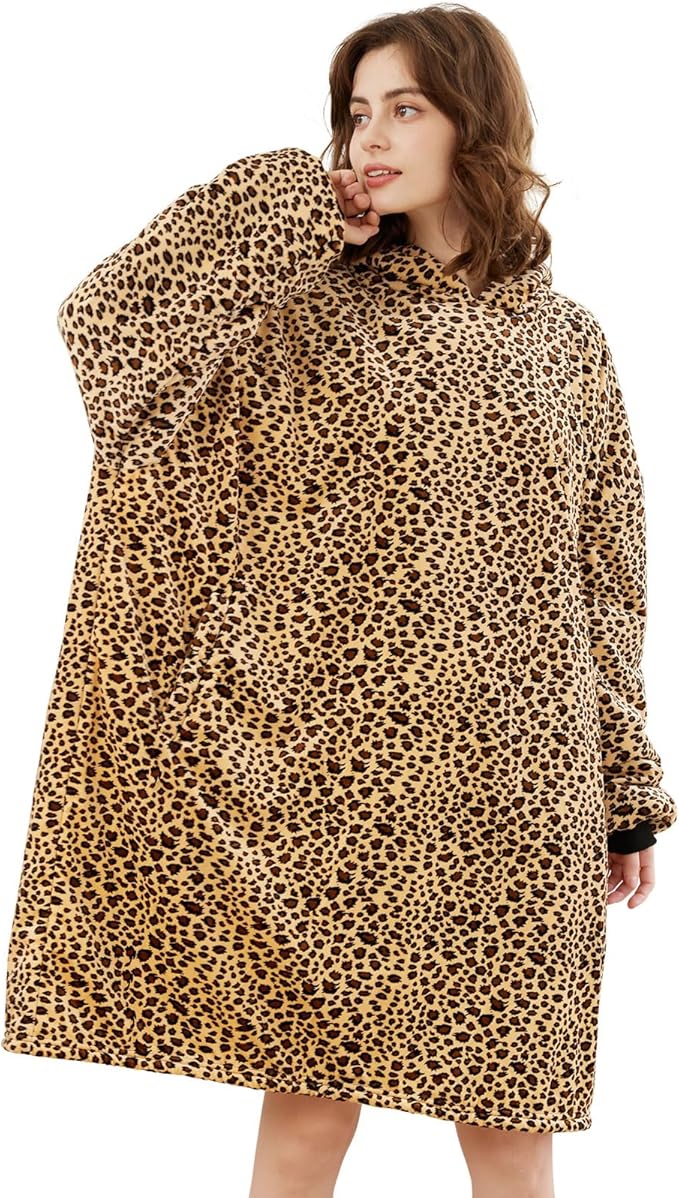 LetsFunny Blanket Hoodie,Oversized Wearable Sherpa Fleece Blanket Sweatshirt,Super Soft Warm Cozy with Giant Pocket,Gifts for Women Men Adults Teenagers Kids, One Size Fits All