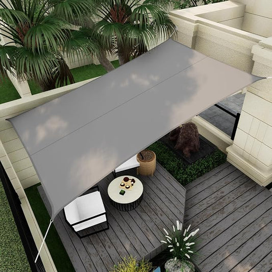 Sun Shade Sail Canopy, 10'x 10' Rectangle 95% UV Block Shade Cover for Outdoor, Backyard Patio, Lawn, Garden, Sandbox Carpor Light Gray