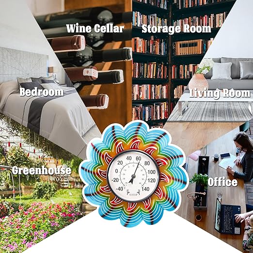 MUMTOP Outdoor Thermometers for Patio-Wall Indoor Outdoor Thermometer - Colorful Flower Outside Thermometer Decorative Temperature for Home or Garden Decor