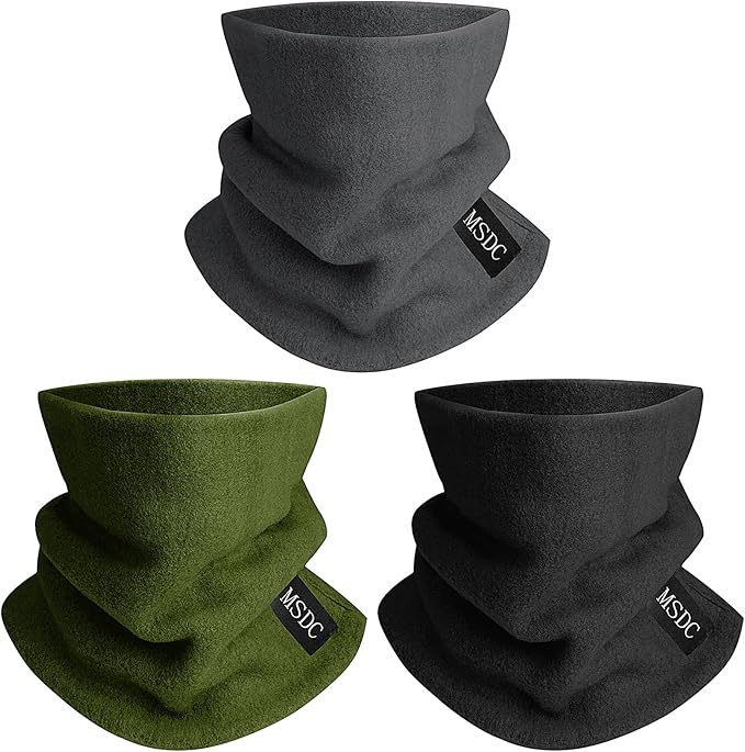 MSDC Neck Gaiters for Men 3 Pack,Neck Warmer Scarf Women Face Mask Covering for Cold Weather