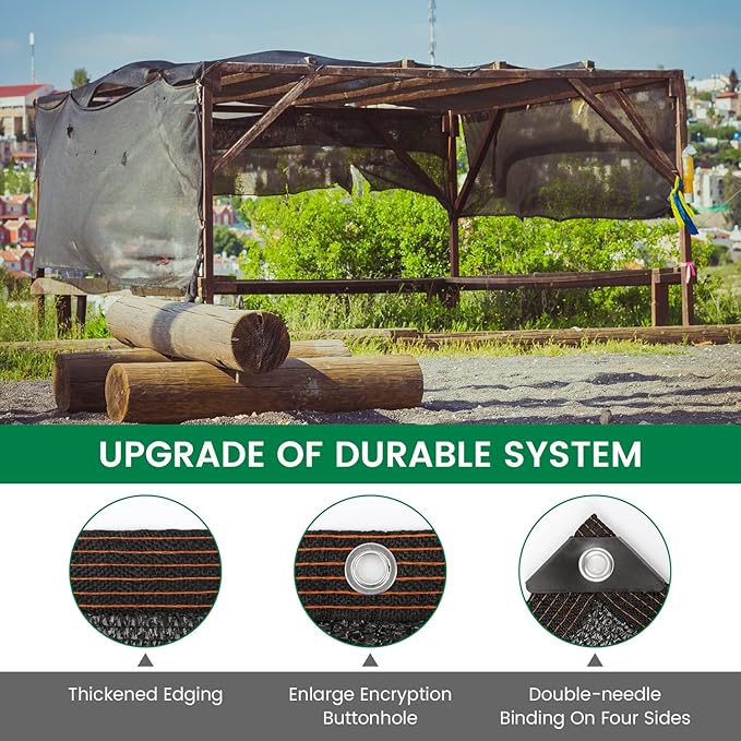 50% 10 X 12 FT Black Shade Cloth, Outdoor Woven Sun Shade with Grommets, Durable Breathable Netting Shading Antifreezing for Patio, Garden, DIY Home, Plants Cover, Greenhouse, Dog Kennel