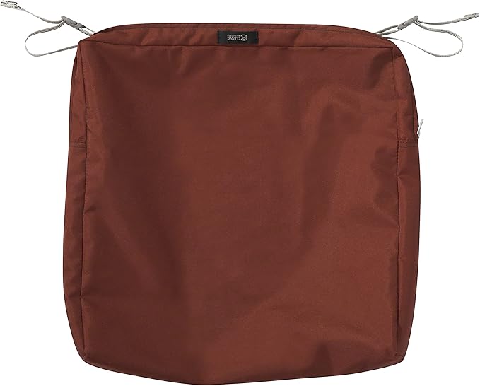 Classic Accessories Ravenna Water-Resistant Patio Chair Seat Cushion, 18 x 18 x 2 Inch, Spice, Patio Furniture Cushions