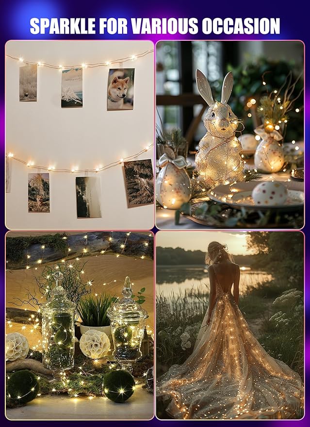 Minetom Upgraded Color Changing Fairy String Lights - 33 ft 100 LED 24 Colors USB Silver Wire Lights with Remote and Timer for DIY Bedroom Party Indoor Christmas Decoration, Adapter Included