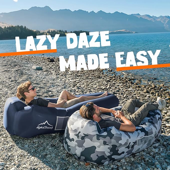 AlphaBeing Inflatable Lounger Beach Chair Accessories, Air Sofa Hammock Inflatable Couch for Camping Backyard Lakeside with Compression Sacks, Ideal Outdoor Gifts for Adults