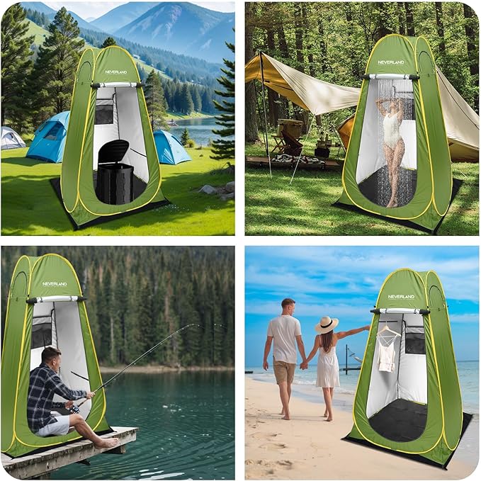 NEVERLAND Pop Up Privacy Shower Tent - Portable Changing Shower Tent, Dressing Room, Bathroom, Outdoor Rain Shelter for Camping, Hiking, Beach