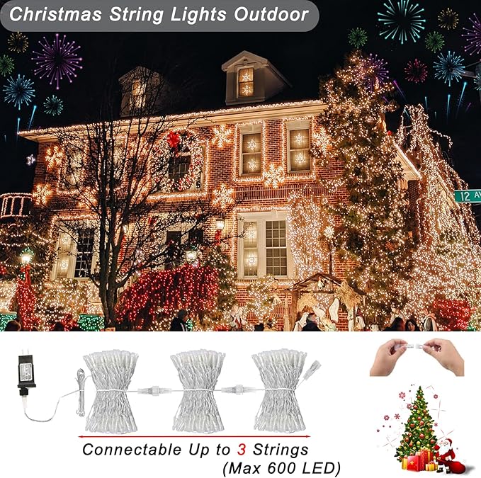 Color Changing Christmas Lights, 200 LED 35 Colors String Lights Indoor Outdoor with Remote, Waterproof Twinkle Lights Plug in for Halloween Xmas Tree Party Easter Valentine's Wedding Room Decor