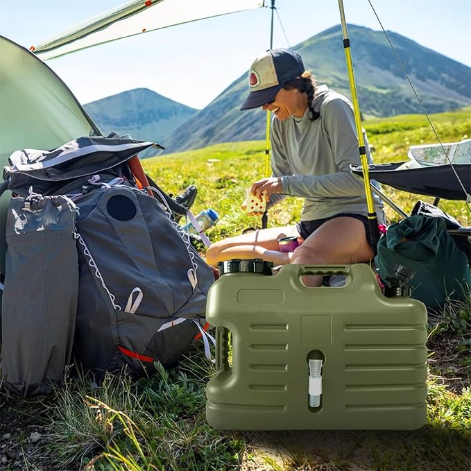 5 Gallon Water Container with Spigot, Portable Camping Water Jug, BPA Free Emergency Water Storage Tank for Outdoor Hiking Camping Vehicle Car Picnic Supplies