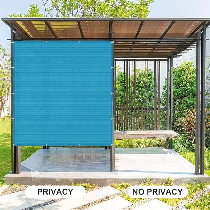 Cool Area Sun Shade Cloth with Grommets 6x10 FT Shade Panel Shade Tarp Screen Fabic for Outdoor Patio Pergola Cover Deck Garden, Turquoise Blue