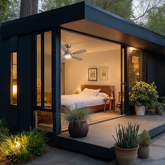 42" Ceiling Fan with Light, Modern Low Profile Ceiling Fan with Light, DC Reversible Motor, Smart APP & Remote Control, Whisper Quiet, Dimmable LED for Bedroom/Living Room