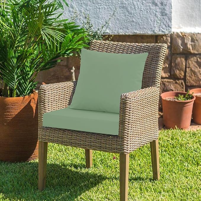 Outdoor Cushions for Patio Furniture, Waterproof Outdoor Chair Cushion w/Fade-Resistant, Removable & Machine-Washable Cover, 22x22 Inch, Deep Seat Sofa/Couch Pads Replacement, Sage Green