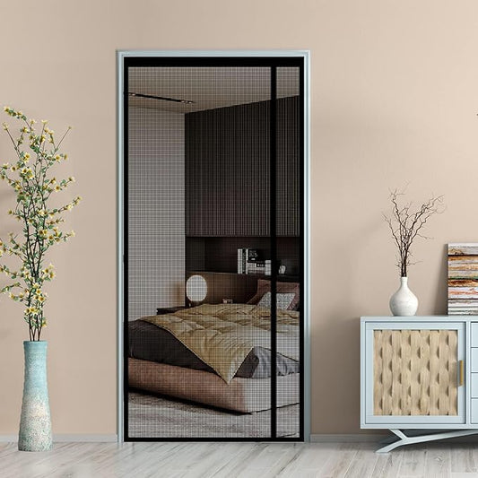 Fiberglass Magnetic Screen Door, Sunmoxia Reversible Left Right Side Opening Heavy Duty Reinforced Mesh Auto-Closing Door Curtain, Fits Doors up to 36" x 82"