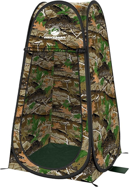Pop Up Pod - Privacy Shower Tent, Dressing Room, or Portable Toilet Stall with Carry Bag for Camping, Beach, or Tailgate by Wakeman Outdoors (Camo)