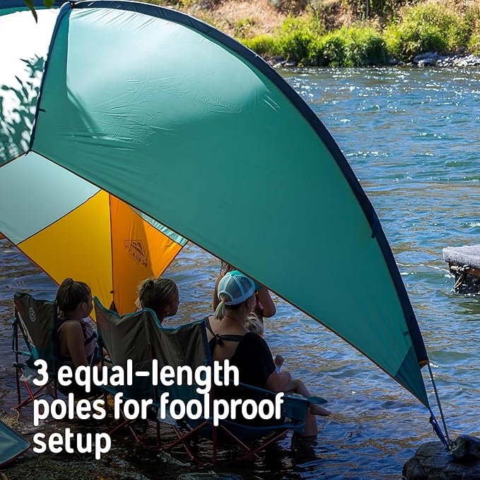 Kelty Sunshade – Pop Up Portable Shade UV Shelter for Beach Trips, Soccer Games, Backyard, Camping, Adjustable Side Wall, Wind Protection, 2024 Model