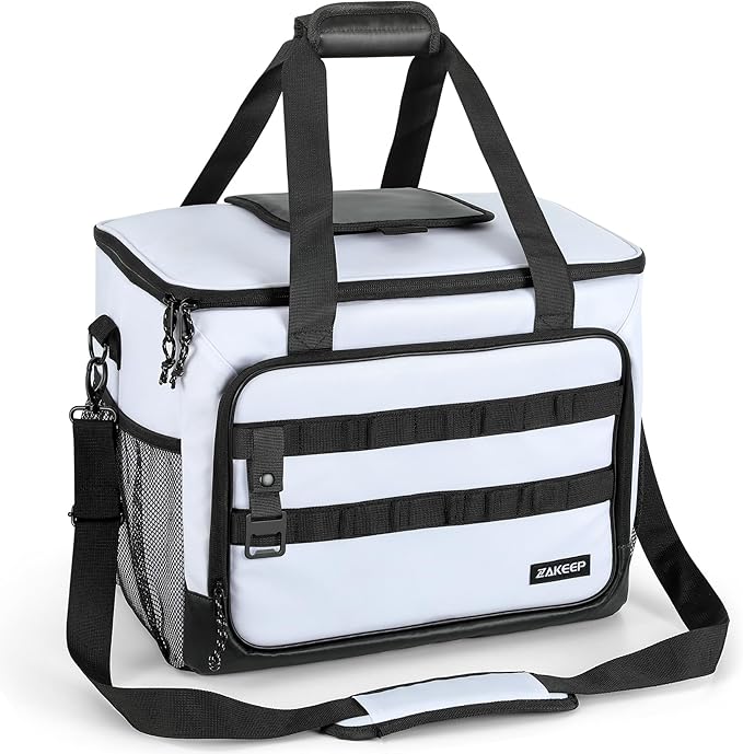 Soft Cooler Bag, 30 Cans Collapsible Cooler with Adjustable Shoulder Straps, White Ice Chest for Camping, Beach, Hiking, Picnic