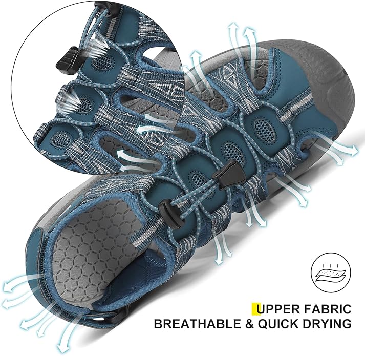 Dannto Women's Sport Hiking Sandals Closed Toe Outdoor Athletic Walking Sandal Lightweight Summer Water Shoes