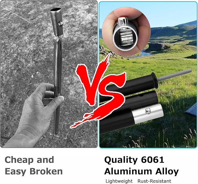 SAN LIKE Tent Poles Aluminum Tent Poles for Tarp 60inch Camping Tarp Poles Adjustable Collapsible Tent Poles for Awnings Canopy Rain Fly Shelter 2 Sets (4 Sections)