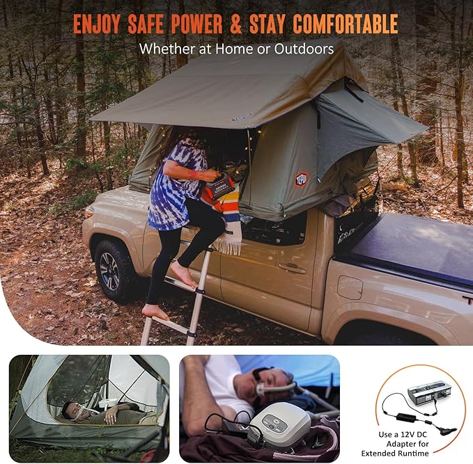 AIMTOM 155Wh Portable Power Station, 42000mAh Lithium Backup Battery with Flashlight, Solar Charging Option – 150W Peak (100W AC), 12V DC, USB & USB-C for Camping, Home, RV, Travel & Digital Nomads