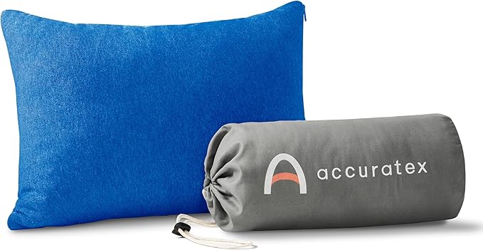 ACCURATEX Camping Pillow-100% Cotton Breathable Cover,Shredded Memory Foam Compressible Travel Pillow,Camping&Travel Accessories-Small Backpacking Pillow Camping Essentials for Sleeping