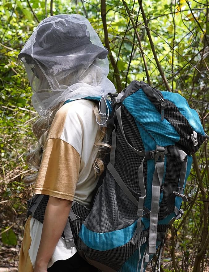 Wohohoho Mosquito Head Net Mesh with Drawstring, Bug Face Netting for Hats, Mesh Face Shield for Men & Women