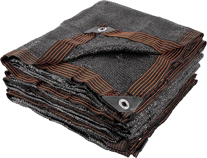 50% 10 X 20 FT Black Shade Cloth, Outdoor Woven Sun Shade with Grommets, Durable Breathable Netting Shading Antifreezing for Patio, Garden, DIY Home, Plants Cover, Greenhouse, Dog Kennel