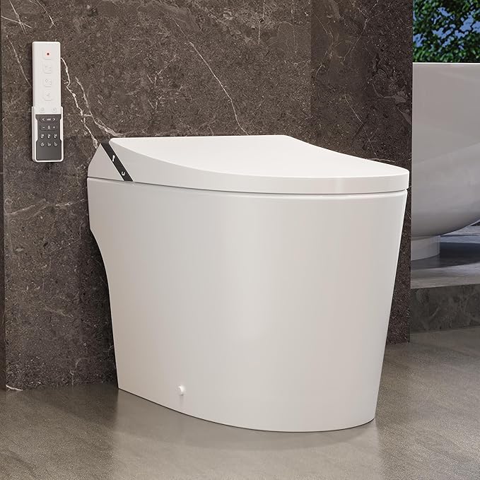 DeerValley Smart Toilet, Smart Bidet Toilet 1.28 GPF Dual Flush, Auto Open/Close Lid, ADA Chair Height and Cleaning Foam Dispenser, Heated Seat, Dryer, Night Light, Deodorization, LED Display