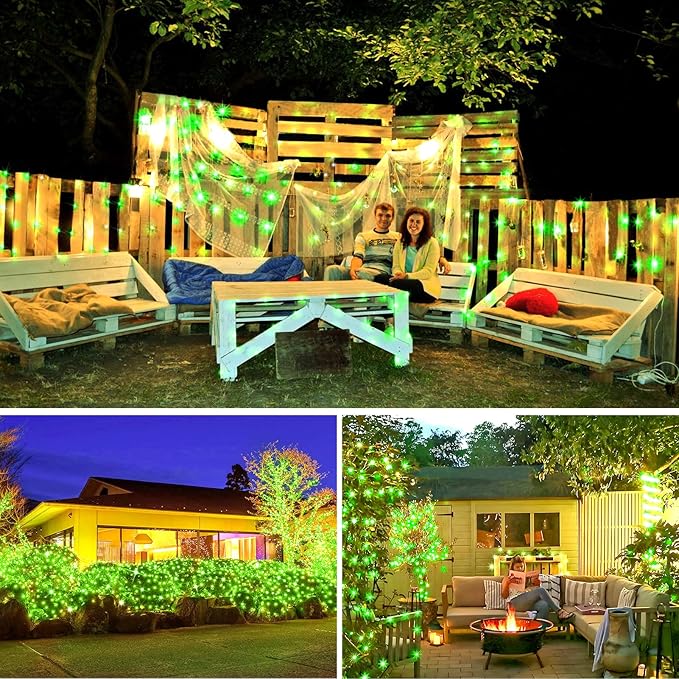 KNONEW 400FT Outdoor Christmas Fairy Lights Plug in,1200 LED String Lights Outdoor Waterproof 8 Modes Memory Times for Wedding Bedroom Walls Garden Trees Decoration(Green)