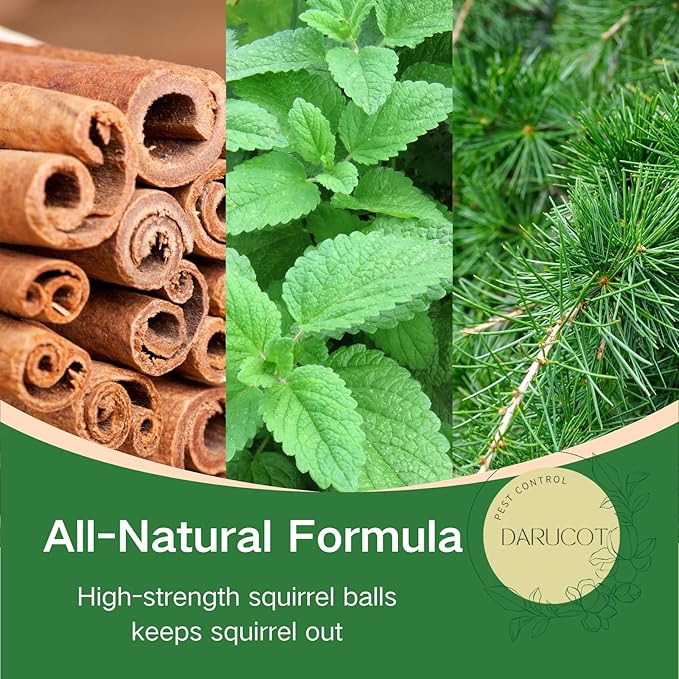 All-Natural Squirrel Repellent 12 Pcs for Outdoor & Indoor Use – Powerful Chipmunk & Rodent Deterrent for Attic, Garden, Cars, and Bird Feeders – Safe for Pets, Lasting 30-60 Days Protection