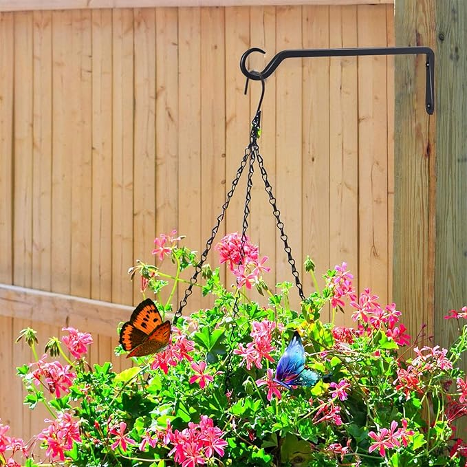 12inch 4 Pack Plant Hanger, Sturdy Hanging Plant Hangers Outdoor, Bird Feeder Hanger for Bird Feeders, Planters, Lanterns, Wind Chimes Indoor Outdoor, Upgrade Black