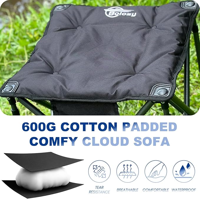 Camping Stool Oversized Camping Foot Stool Ottoman 450 lbs Heavy Duty Camp Stool Padded Camping Chair Foot Rest Foldable Footrest
