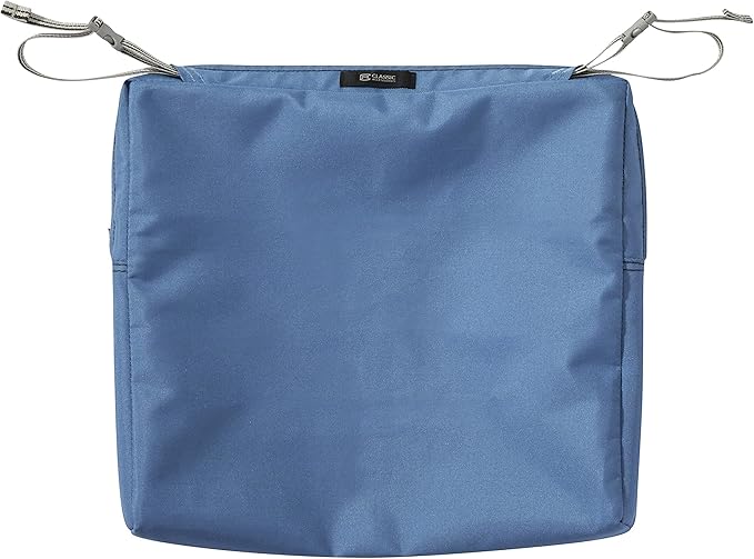 Classic Accessories Ravenna Water-Resistant 17 x 15 x 2 Inch Patio Seat Cushion, Empire Blue, Chair Seat Cushion