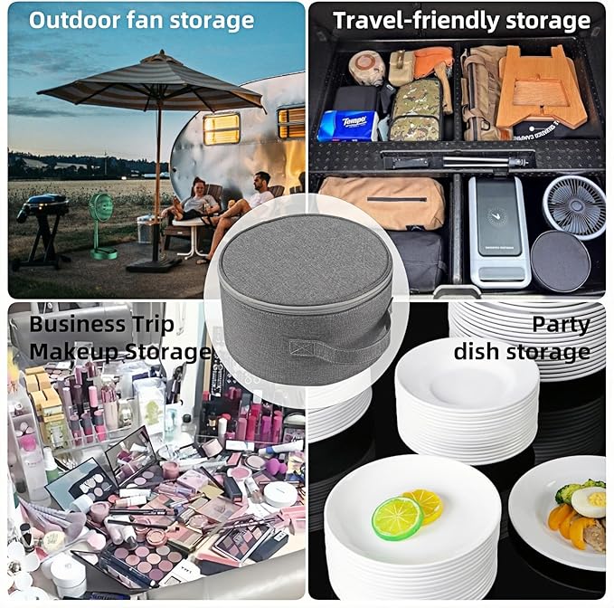 Portable Folding Telescopic Fan Storage Bag, Waterproof Foldaway Standing & Table Fan Hand Bag Case Suitable for P9,P9S,P10,P11,Q7,N97,N98 (Gray)