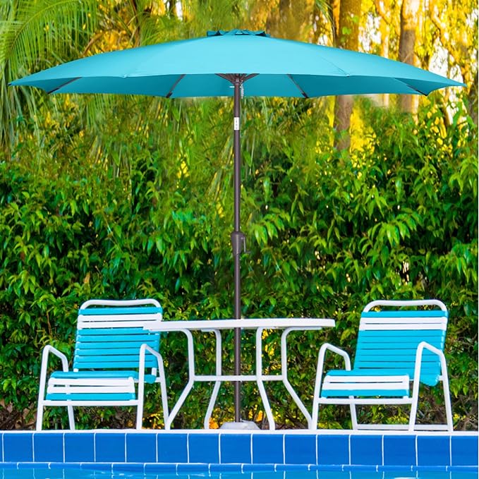 11ft Outdoor Patio Umbrella - Table Umbrella Waterprool UV Protection, Sombrillas de Patio with Push Button Tilt&Crank, Sun Umbrella for Pool, Porch, Garden, Deck, Backyard(Sky Blue)