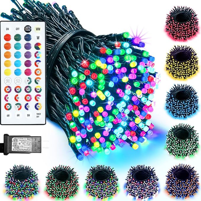35 Colors Changing Christmas Lights, 98FT 300 LED String Lights Green Wire with Remote, Waterproof Twinkle Light for Halloween Xmas Tree Holiday Party Indoor Outdoor Decorations