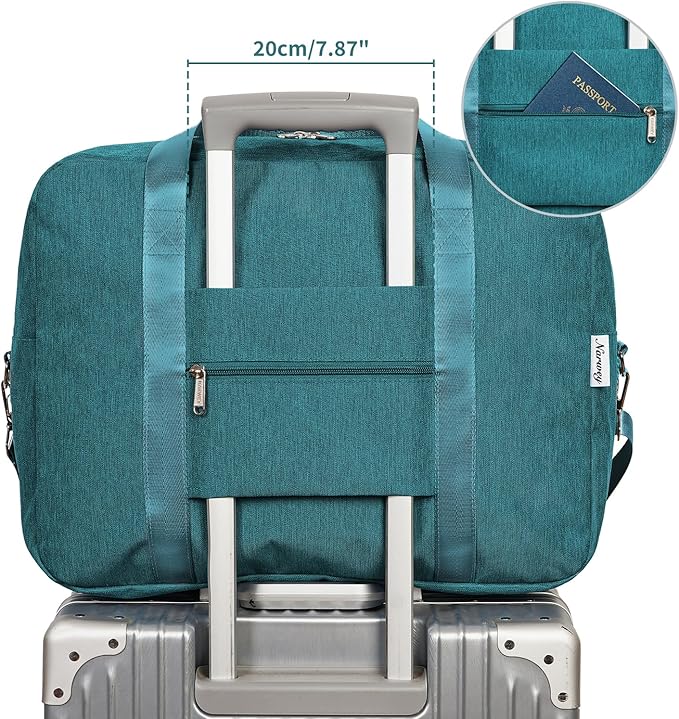 For Spirit Airlines Personal Item Bag 18x14x8 Foldable Travel Duffel Bag Underseat Carry on Luggage Weekender for Women 30L (Teal)