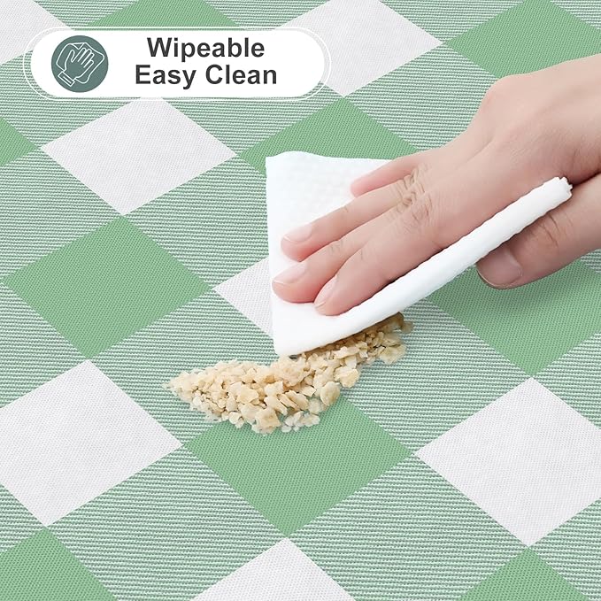 misaya Square Waterproof Vinyl Table Cloth, Buffalo Flannel Backed Tablecloth, Wipeable Plastic Table Cover for Dinner, Kitchen, Outdoor (54" x 54", Sage Green and White)