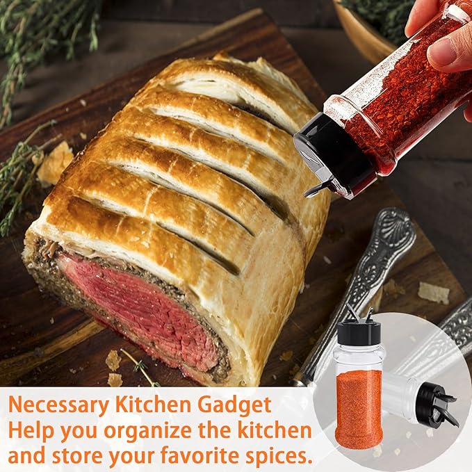 JMIATRY 36 Packs 3.4oz Plastic Spice Jars with Shaker Lids Empty Plastic Spice Bottles with Labels 100ML/ 3.4 Ounce Plastic Seasoning Containers for Spice,Herbs,Powders,Glitters