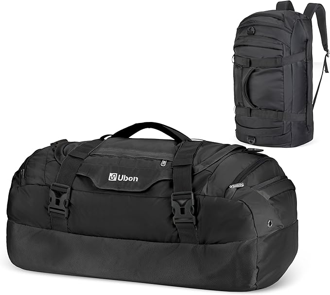 Ubon Large Duffel Bag Weekender Bags with Shoe Compartments 4-Way Sports Gym Backpack with Padded Straps Camping Traveling Duffle Bag