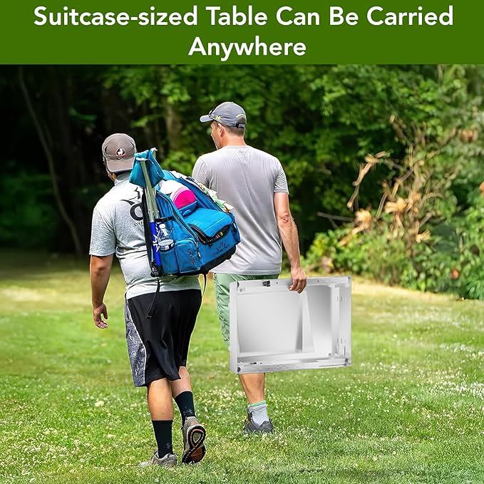 Food Grade 304 Stainless Steel BBQ Grill Table fits Tabletop Griddle, Outdoor Grill Table with 4 Foldable Legs, Portable Grill Stand for RV, Camping, Tailgating