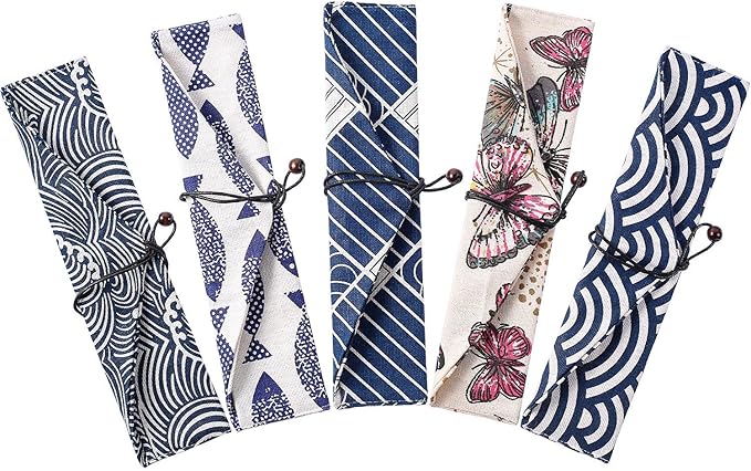 5 Pcs Straw Carrying Pouch Kit, Chopstick Case, Reusable Straw Bag, Portable Travel Bag for Stainless Steel, Glass, Silicone, Bamboo, Cutlery and Cleaning Brush Straws, Safety and Impact Resistance