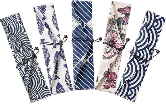 5 Pcs Straw Carrying Pouch Kit, Chopstick Case, Reusable Straw Bag, Portable Travel Bag for Stainless Steel, Glass, Silicone, Bamboo, Cutlery and Cleaning Brush Straws, Safety and Impact Resistance